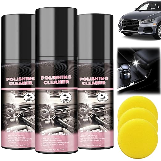 Polishing Cleaner, Car Interior Cleaner, 2025 New Car Interior Detail Polish for Vehicle Detailing, Rubber, Leather, All Purpose Detailer Spray (3PC)