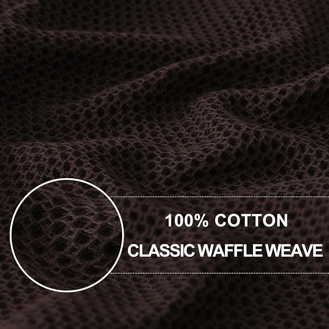 Homaxy 100% Cotton Waffle Weave Kitchen Dish Towels, Ultra Soft Absorbent Quick Drying Cleaning Towel, 13 x 28 Inches, 18-Pack, Dark Brown