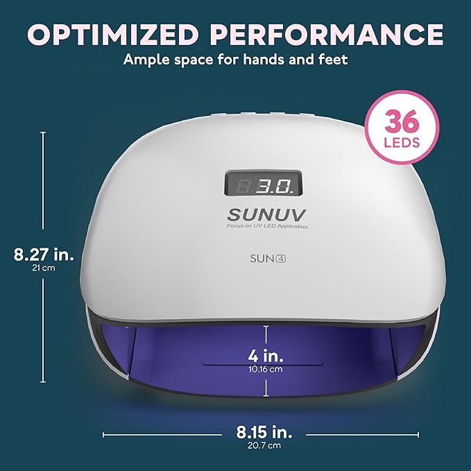 SUNUV UV LED Nail Lamp, UV Light for Nails Compatible with All Gel Polish, 36 LEDs with 4 Timer Settings, LCD Display for Home Salon (Black)