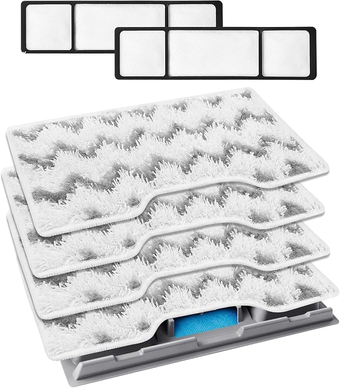 KEEPOW Reusable Mop Pads Refills, Mop Replacement Pads Compatible with Mop VM252 VM200 VC205 VM250 /QM250 VM190 VM200P12, Hardwood Floor Mop Pad with Upgraded Dirt Chamber