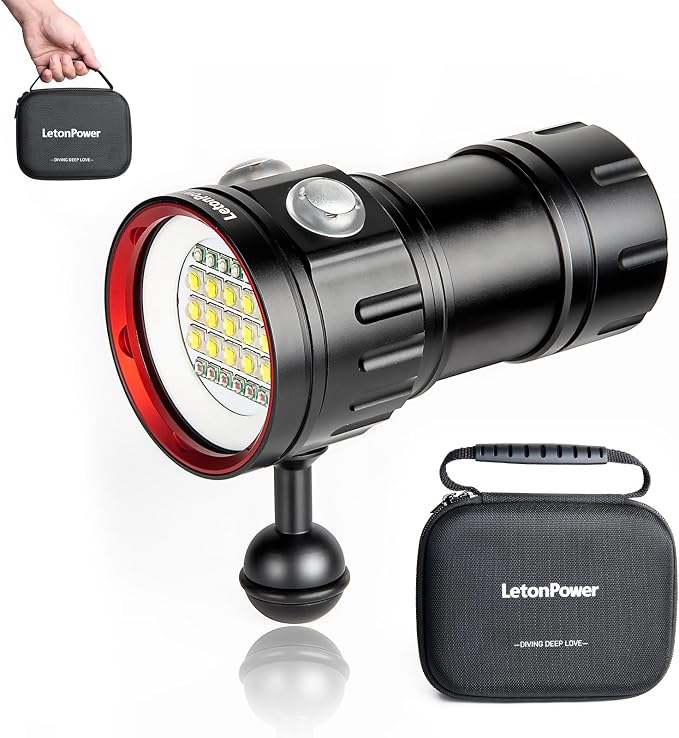 B15 Dive Light Underwater Flashlight 8000Lumens Underwater Video Lights 80m Scuba Dive Light Diving Flashlight for Under Water Sports,Underwater Video Shooting and Photography