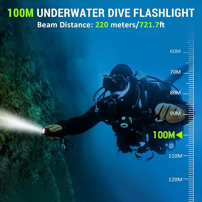 Wurkkos DL30 Dive Light Scuba Diving - Dive Flashlight Super Bright Max 3600 Lumen with 90CRI 100m Underwater Flashlight for Diving IPX-8 Waterproof Submersible Flashlight