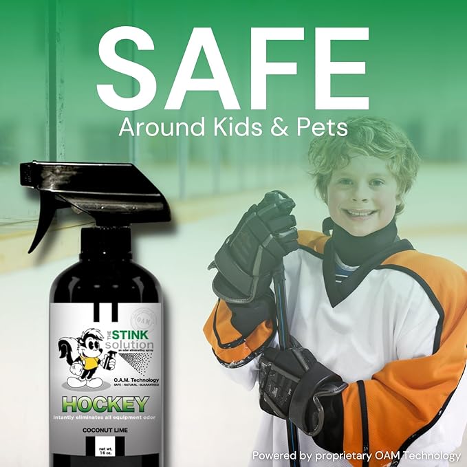 The Stink Solution Unscented Hockey Odor Eliminator For Strong Odor: Quickly Banish Sweat & Body Odor From Hockey Gear, Skates, Hockey Bags, Gloves, & More! Safe Hockey Deodorizer - 1 16 oz Bottle