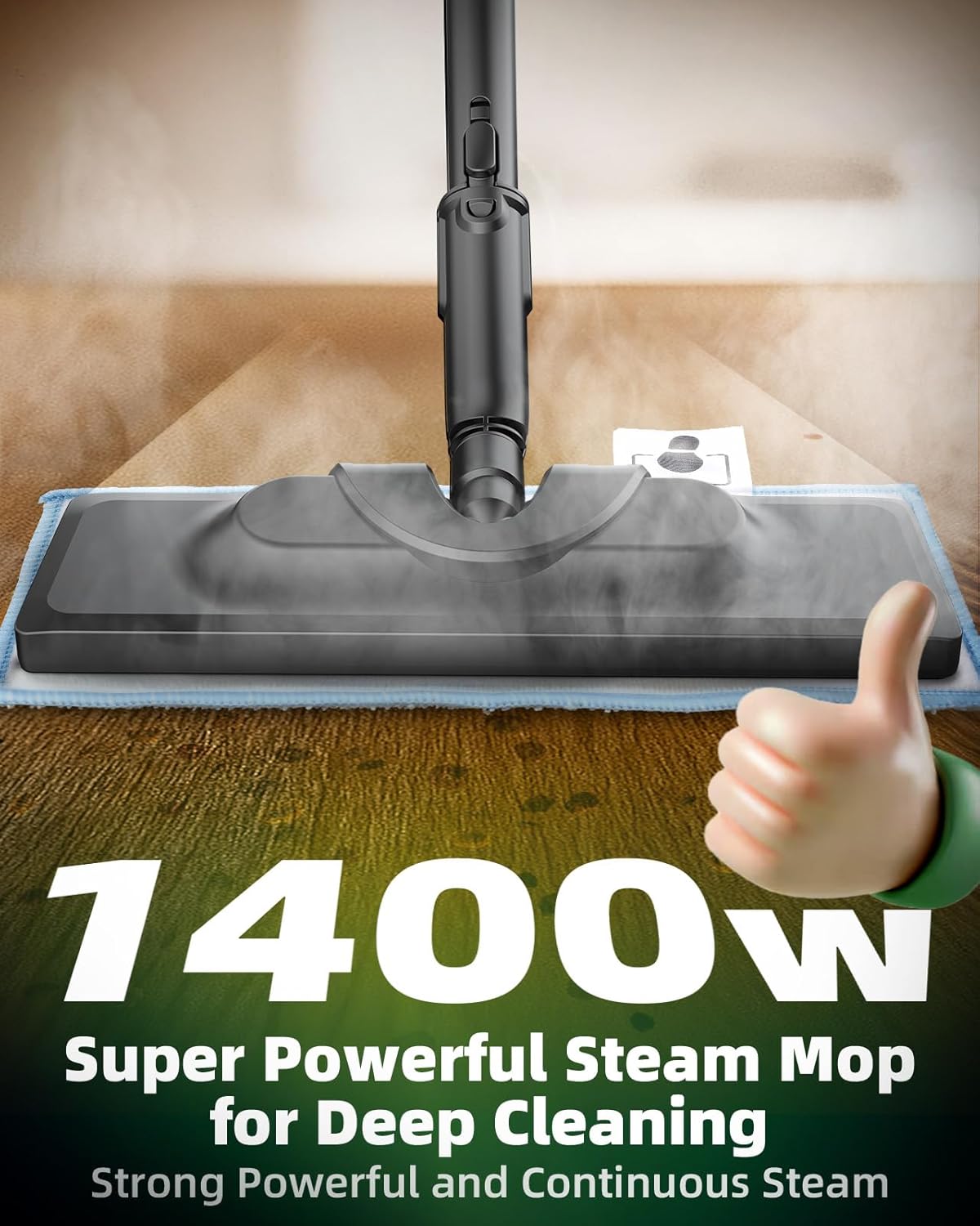 Steam Mop - Detachable Handheld Steam Cleaner & Floor Steamer with 12 Accessories, Multi-Purpose Powerful Steamer for Home Cleaning, Floors, Windows, Furniture, Tiles & Grout