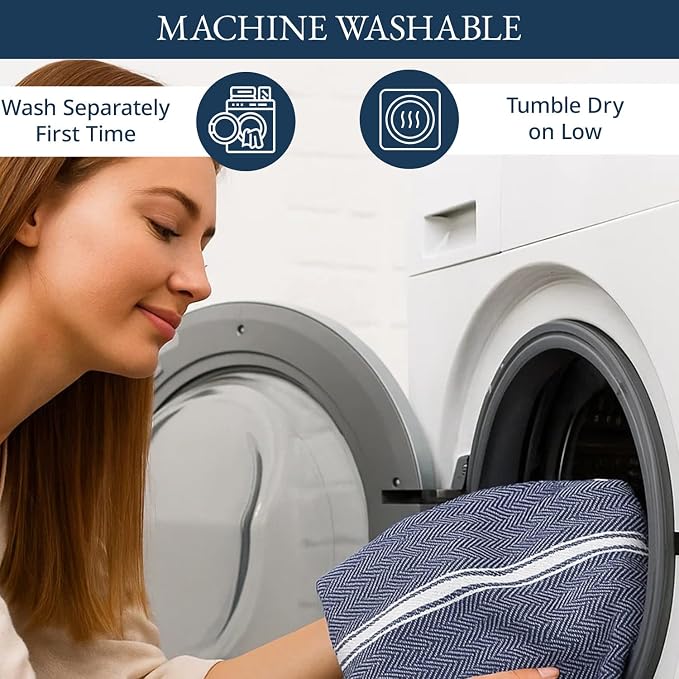Lane Linen Kitchen Towel Set, 6 Pack 100% Cotton Hand Towels for Kitchen, Dish Towels for Drying Dishes, Lint Free, 14"x25", Good for Cleaning Windows, Ceramic Surface, Glass Stovetops - Blue Chambray