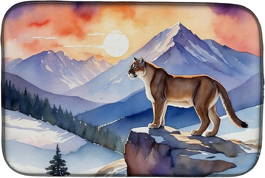 Caroline's Treasures Mountain Majesty Lion Dish Drying Mat Absorbent Dish Drying Mat Pad for Kitchen Counter Dish Drainer Mat for Countertop, 14 x 21", Multicolor