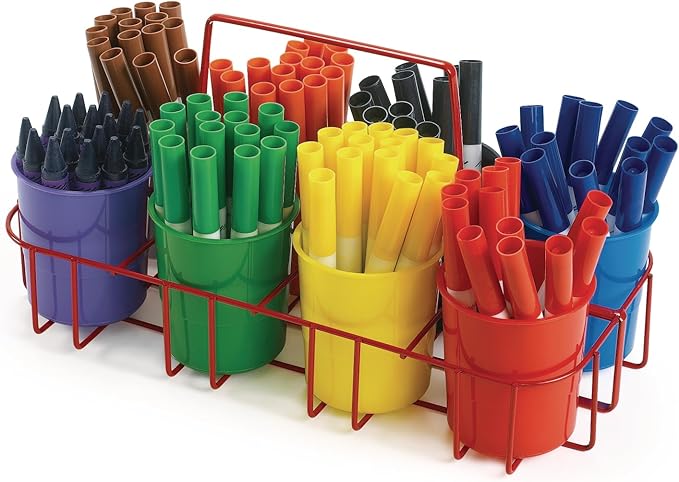 Colorations Marker Caddy & Stand, Art Supplies, Wire Marker Organizer, Portable Organzier, Holds Crayons, Pencils, Paint Brushes, Collage Items, Scrapbook Supplies, Art Caddy