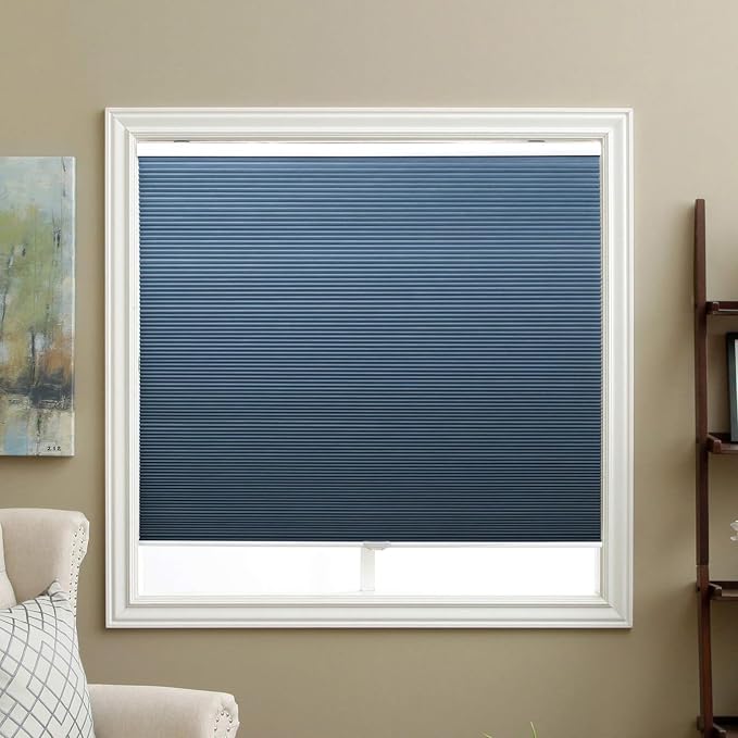 Blackout Cellular Shades Cordless Honeycomb Blinds Fabric Window Shades, 32x64 inch, Ocean Blue(Blackout)