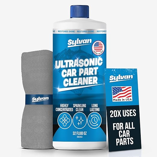 Ultrasonic Carburetor & Parts Cleaner Solution Concentrate + Free Cleaning Cloth | Makes 50 Gal. | Made in The USA | for All Ultrasonic and Immersion Machines | Cleaning Liquid | Engine Parts, Carbs
