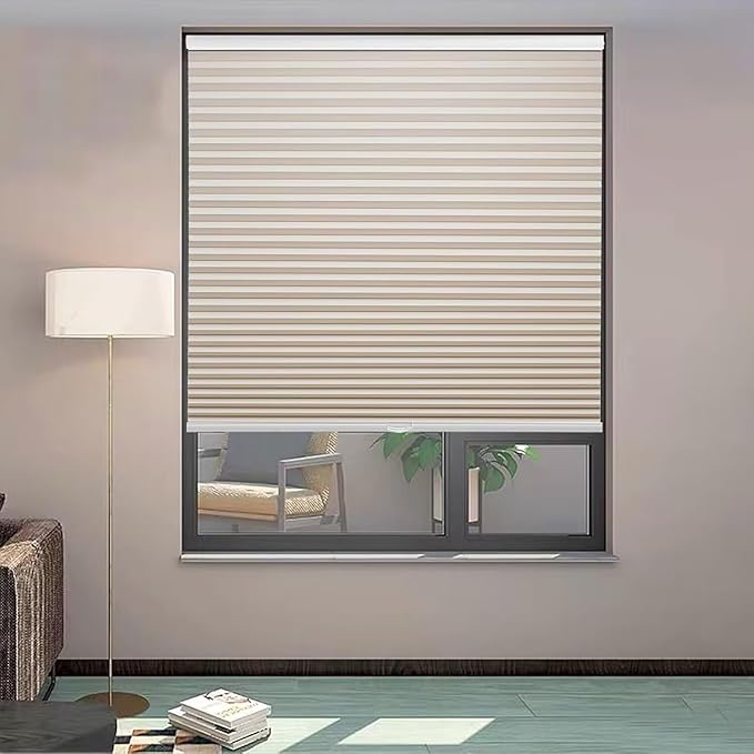 MYshade Cordless Blackout Cellular Shades, 1.5" Honeycomb Window Blinds for Bedroom & Nursery, Thermal Insulated, Noise Reducing, Privacy Shades, Inside or Outside Mount (32" W x 64" H, Beige)