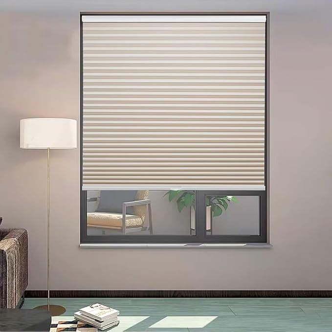 MYshade Cordless Blackout Cellular Shades, 1.5" Honeycomb Window Blinds for Bedroom & Nursery, Thermal Insulated, Noise Reducing, Privacy Shades, Inside or Outside Mount (26" W x 50" H, Beige)