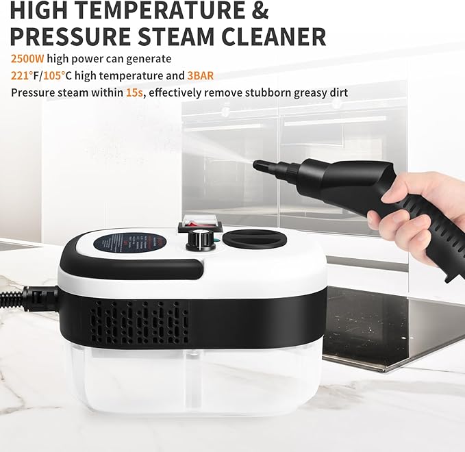 6 Level Adjustable Handheld Steam Cleaner for Home,15s Heat-Up Pressurized Steamer for Cleaning,1.29 Quarts Tank Portable Steam Cleaner Handheld for Car