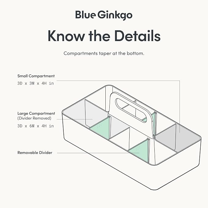 BLUE GINKGO Stackable Organizer Caddy – Korean-Made Portable Tote for Bathroom, Office, Crafts, or School Supplies (Long Rectangle, Yellow)