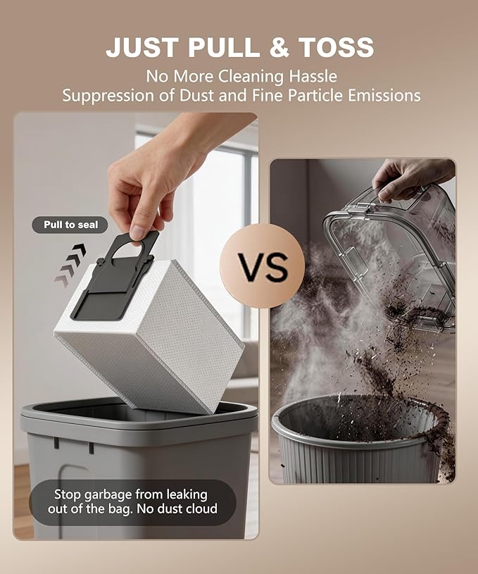 Touchless Vacuum Automatic Dustpan, Bagged Design with Replaceable Dust Bags, Up to 3-Month No Cleaning, 26,000Pa Powerful Suction, One-Touch Auto & Manual Mode for Pet Hair Kitchen & Salon