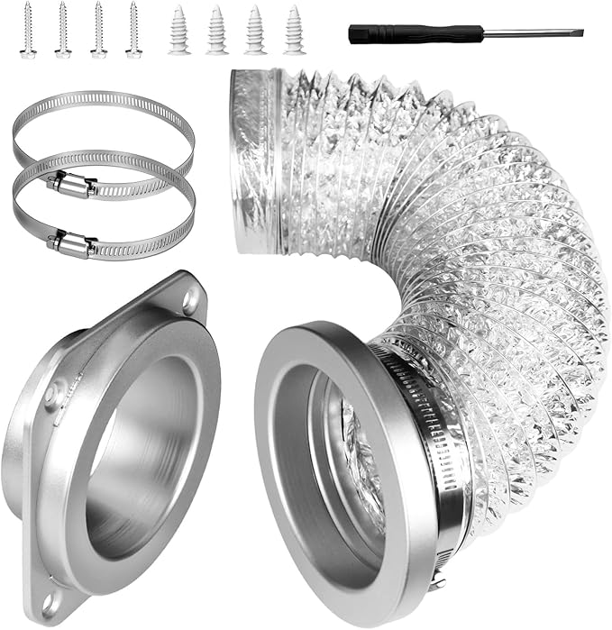 Magnetic Dryer Vent Connector Kit, 4-Inch by 31.5-Inch Aluminum Foil Hose with Clamps, Magnetic Coupling for Dryer Vent Cleaning and Replacement, Laundry Room Essential