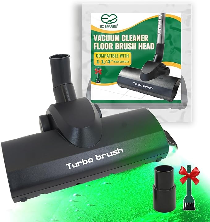 EZ SPARES Dust Display LED Vacuum Brush,Replacement for Universal Vacuum Cleaner,Turbo Floor Brush Head 1 1/4",Longer Wiper Hardwood Flooring Big Wheel Cleaner Brush for Most Brand(Update)