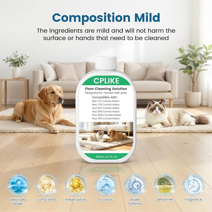 CPLIKE Pet Floor Cleaning Solution Compatible with Plus 405 Plus 505 Max 705 Robots for Household with Pets, Mopping Concentrate for 400 (4000), 500 & 700 Series, 10.1 fl oz, 2 Pack