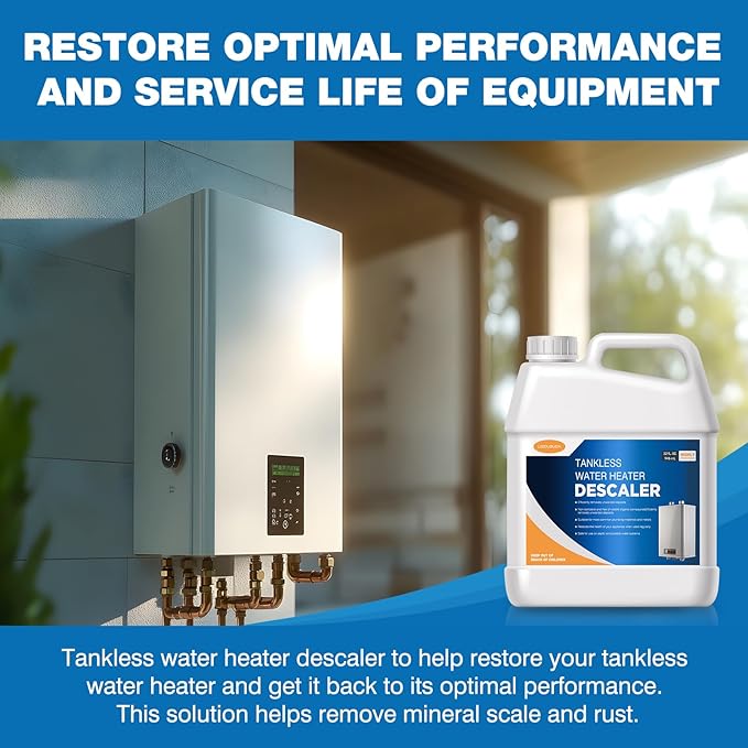 LIIZOUSUDA Tankless Water Heater Descaler, Highly Effective Descaler Restores Heating Efficiency - for Tankless Water Heater Systems, Restores Heating Efficiency, Easy to Use, Quart, 32 fl oz