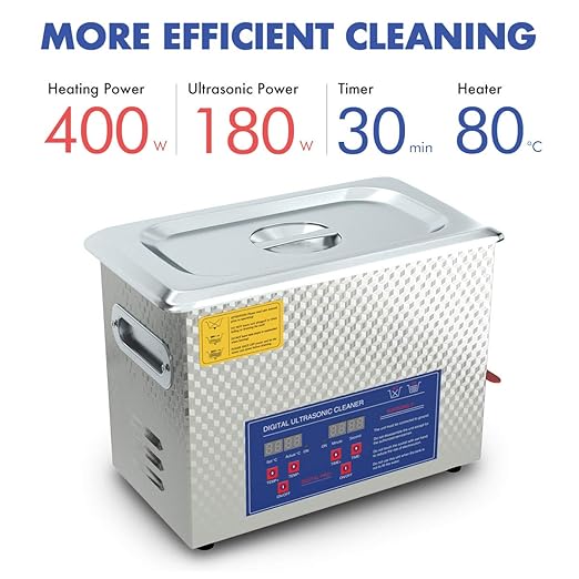 Ultrasonic Patrs Cleaner 6L Professional Ultrasonic Carburetor Cleaner with Heater and Timer Efficiently Cleaning for Carbs Injectors Jewelry Brass and Guns with Cleaning Basket DAREFLOW