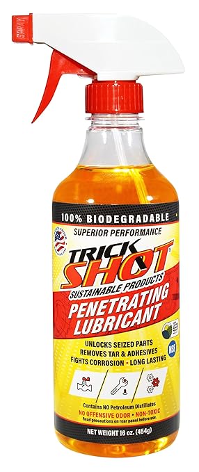 Trick Shot - 3-in-1 Penetrating Lubricant Oil - Biobased Food Grade Industrial Oil for Parts, Rust and Corrosion Remover, Anti-Seize Lubricant Protects Metal Surfaces, Degreases & Cleans - 16 oz