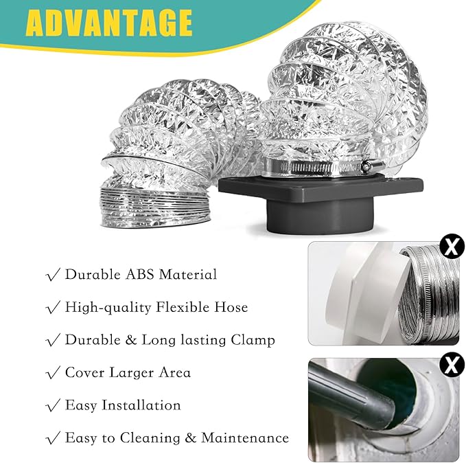VIWINVELA Dryer Vent Hose Connector Kit - Dryer Vent Wall Plate - Dryer Duct Connector Wall Vent with Quick Connect & Disconnect Dryer Dock Connector (Dryer Vent Connector - Black)