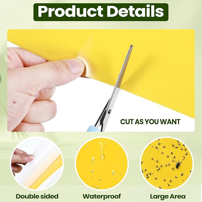 Qualirey 50 Pcs 6 x 8 Inch Sticky Traps for Plant Double Sided Sticky Trap for Gnats with Twist Ties Fly Traps for Fruit Insect Fungus Bugs Indoor Outdoor (Yellow)