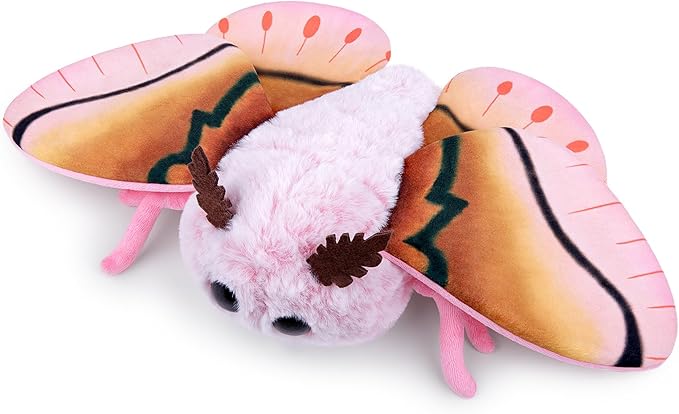 Cute Rosy Maple Moth Plush Toy, Rosy Maple Moth Stuffed Animals 11in, Handmade Pink Big Mothman Insect Plushie Model Toy, Unique Plush Gift Collection for Kids