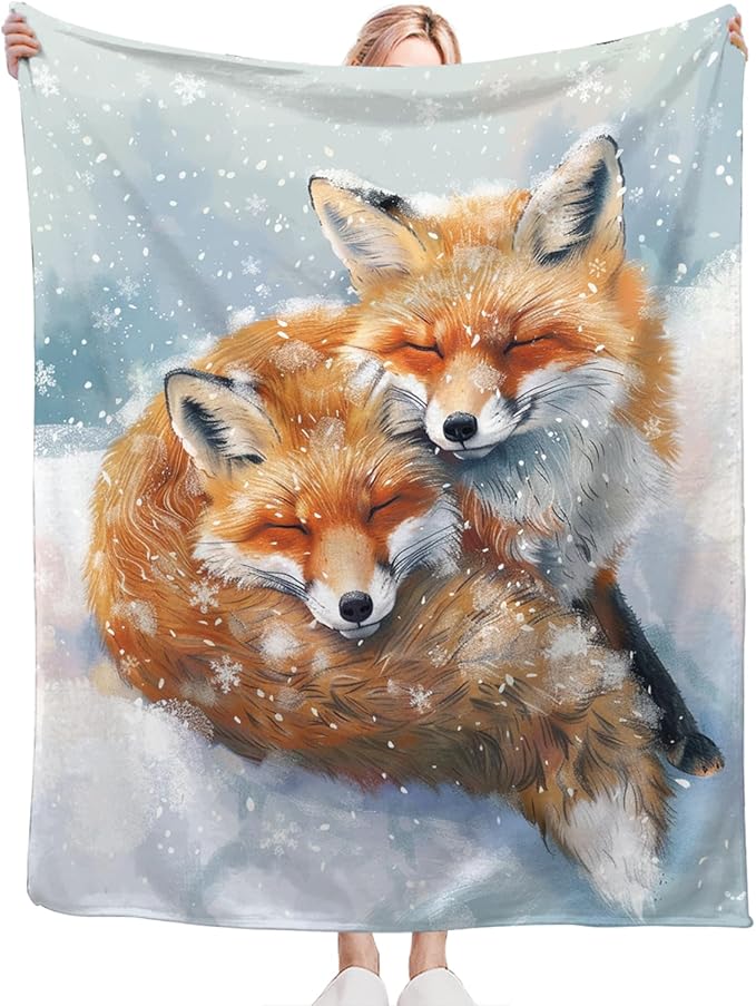 Tijuboni Fox Throw Blanket Fox Gifts for Girls Boys Women Men Kids Adults Soft Flannel Fleece Blanket for Couch Sofa Bed Home Decor 40"x50"