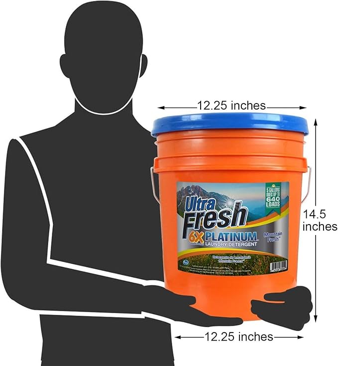 Ultra Fresh 6X Platinum 5 Gal Laundry Detergent, Mountain Fresh Bundled with Platinum 6X Laundry Detergent Sheets with Fresh Scent