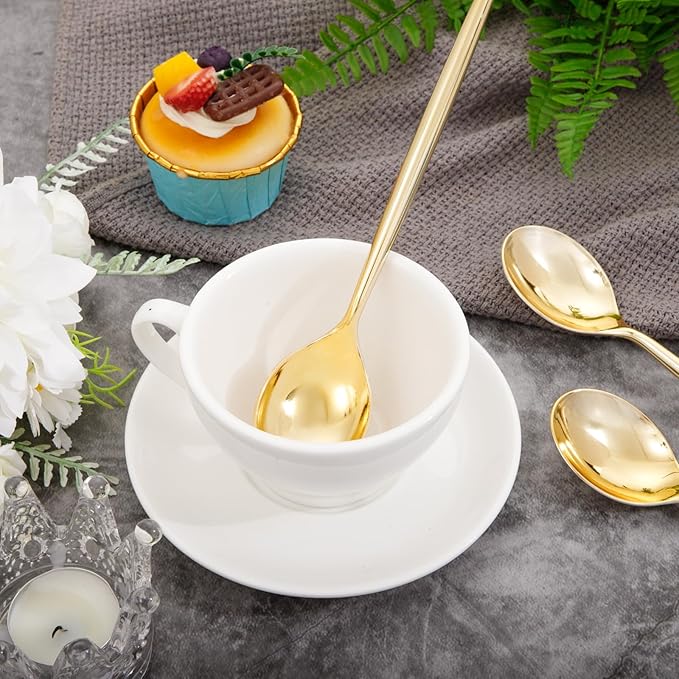 U-QE 180Pcs Gold Plastic Spoons, Disposable Heavy Duty Plastic Spoons, Heavyweight Plastic Spoons, Gold Plastic Silverware Perfect For Parties, Weddings and Other Daily Events