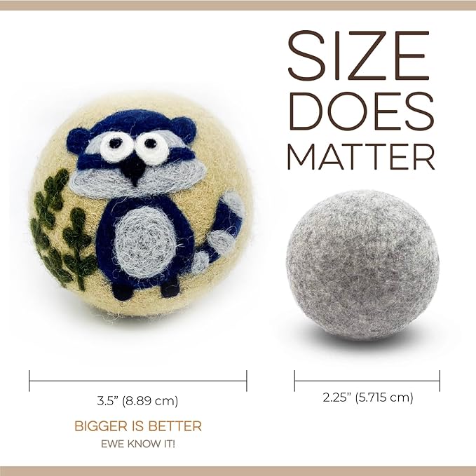 Fluff Ewes Premium Handmade New Zealand Reusable Wool Dryer Balls for Laundry & Baby + Ewe Dew Home Fragrance Aromatherapy Dryer Ball Essential Oil Blend, 2 Pack, Hedgehog & Homies 3 Pack + Cottontail