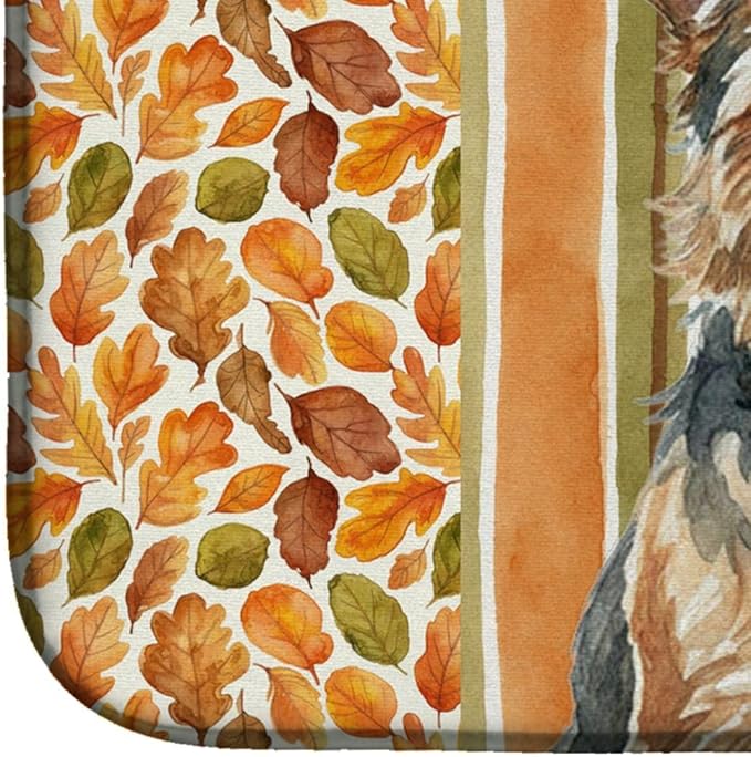Caroline's Treasures Norwich Terrier Heirloom Fall Dish Drying Mat Absorbent Dish Drying Mat Pad for Kitchen Counter Dish Drainer Mat for Countertop, 14 x 21", Multicolor