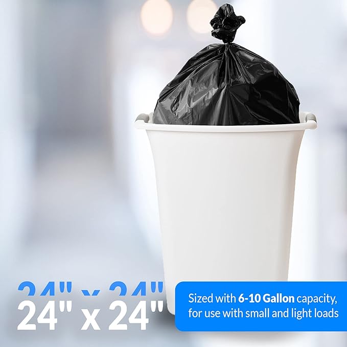 Reli. 6-10 Gallon Trash Bags | 1000 Bags | Black | Bathroom | Strong | Garbage