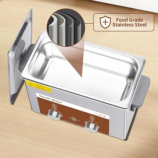 SOUTH BASE Ultrasonic Cleaner,4L 120W Stainless Steel Ultrasonic Jewelry Cleaner with Cleaning Basket,Timer&Heater,Encoded Sonic Cleaner for Cleaning Jewelry,Eyeglasses,Coins