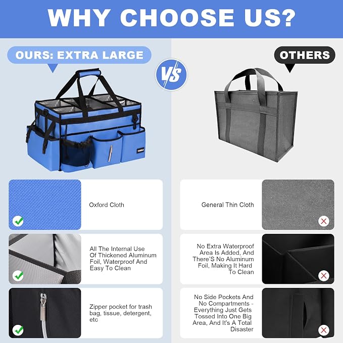 Extra-Large Wearable Cleaning Caddy With Detachable Divider,Cleaning Caddy For Cleaning Supplies Large Cleaning Supply Caddy With Adjustable Shoulder Strap & Waist Belt For Cleaners