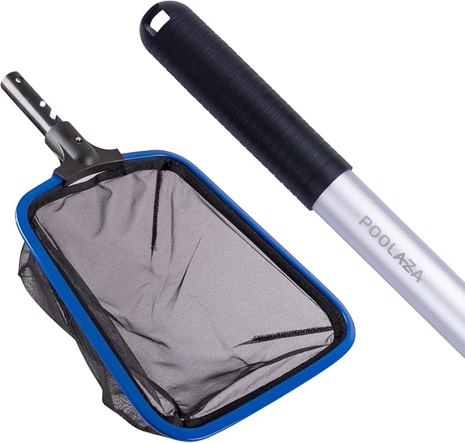 POOLAZA 10.5 Ft Anodized Aluminum Pool Skimmer Pole & Durable Fine Mesh Pool Net Skimmer
