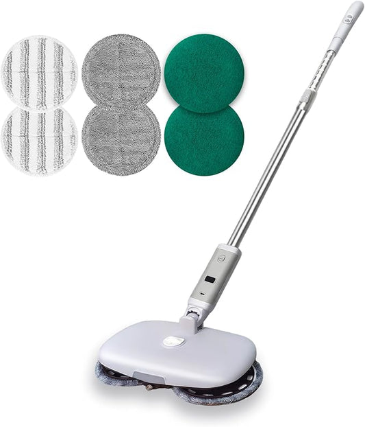 GOBOT Cordless Electric Spray Mop with High-Speed Motor, Enhanced Cleaning Power, Durable Material, LED Headlight, 300 mL Tank, Dual-Spinning Pads for Hardwood, Tile & Laminate