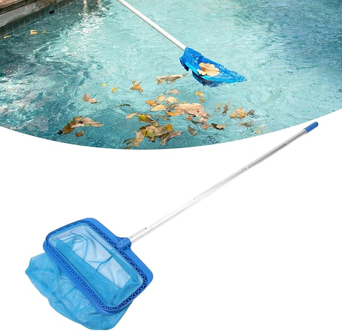 Pool Skimmer Net Pole, Fine Mesh Leaf Skimmer Net for Swimming Pools, Hot Tubs, Spas and Fountains, Nylon Mesh with Poles for Quick