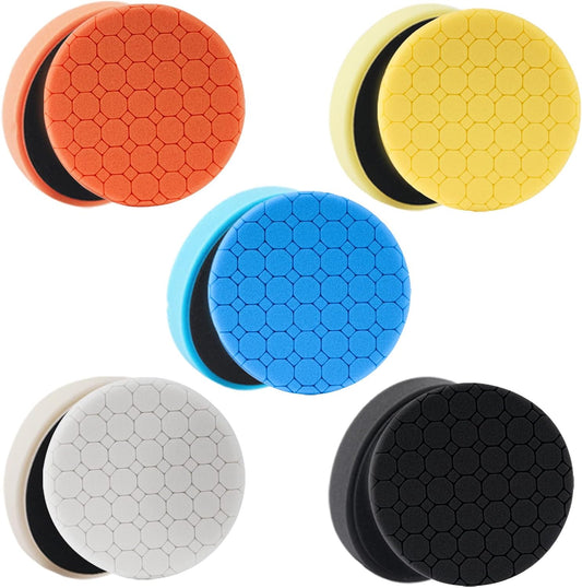 Buffing Polishing Pads, 5Pack 6.5 Inch Face for 6 Inch Backing Plate Compound Buffing Sponge Pads Cutting Polishing Pad Kit for Car Buffer Polisher, Polishing and Waxing