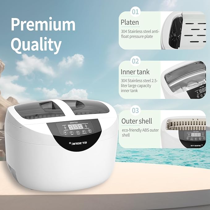 Ul/tra/sonic Cleaner 2.5L, Portable Sonic Cleaning Machine with Timer & Degas, for Jewelry, Eyeglasses, Watches & Small Parts