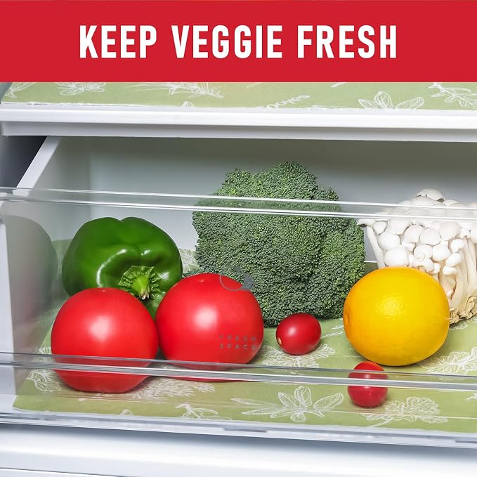 Cooyes Large Fridge Liners for Refrigerator, 24" x 240", Drawer & Shelf Liners for Kitchen Cabinets Non-Adhesive, Breathable Cloth Material, Non-Slip, Keep Produce Fresh Longer, Sage Green