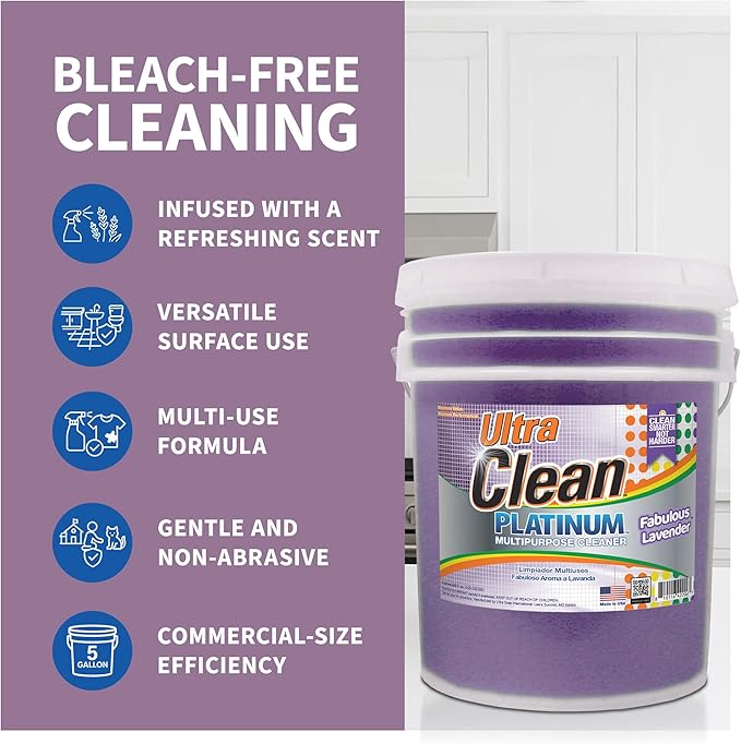 Ultra Clean Platinum Multipurpose Cleaner, Non-Abrasive, Lavender, 5 Gallons