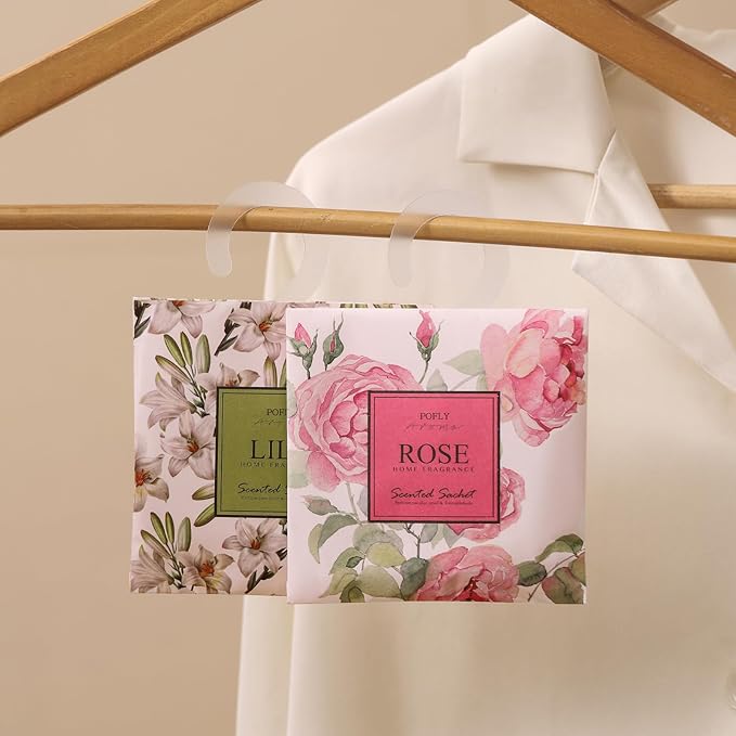 12 Pack Rose Scented Sachets, Long-Lasting Fresh Scent, Air Freshener for Closet & Drawers, Hanging Deodorizer for Home