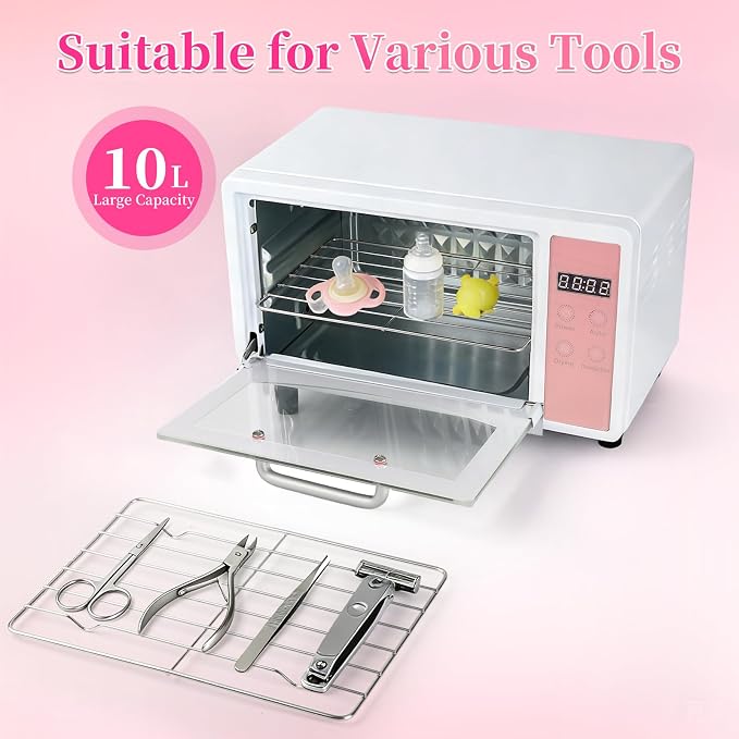 Nail Tool Cleaning Machine, 10L Double-layer Large Capacity Storage Organizer, Multi-Functional Manicure Tool Cleaner Box Cabinet Dryer & Warmer for Home Use, Barbers, Beauty Salons, and Spas