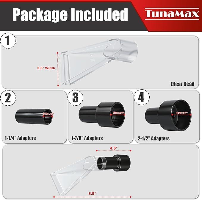 TunaMax Universal Work with All Shop Vacs with 2-1/2" & 1-7/8" &1-1/4" Adapters Extractor Attachment for Upholstery & Carpet Cleaning & Auto Detailing, Extraction Accessory for Wet Vacuum Cleaners