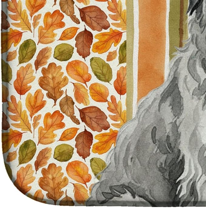 Caroline's Treasures Gray Briard Heirloom Fall Dish Drying Mat Absorbent Dish Drying Mat Pad for Kitchen Counter Dish Drainer Mat for Countertop, 14 x 21", Multicolor