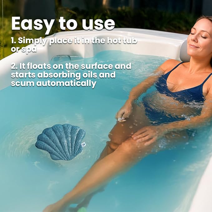 Hot Tub Scum Absorber for Spa & Pool – Oil Absorbing Clean Pad, Hot Tub Accessories for Adults, Scum Remover for Hot Tub Cleaner, Spa Scum Sponge for Oil, Foam (Seashell)