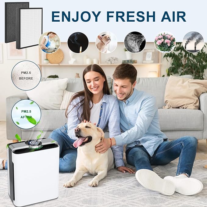 PH950&AMB1 Filter Replacement for Air Purifier Compatible with Turonic PH950 and Extract-All AMB1 Air Purifiers（2 Air Filter+2 Carbon filter)