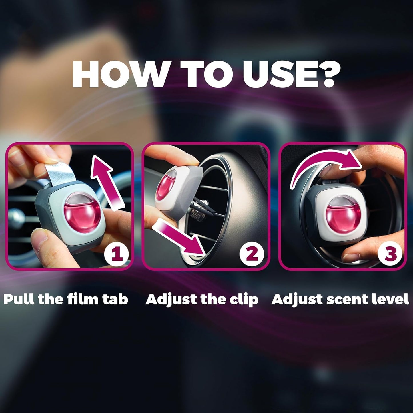 Air Jungles Honey Peach Scent Car Air Freshener Clip, 6 Vent Clips, 4ml Each, Long Lasting Air Freshener, Up to 180 Days Car Refresher Odor Eliminator