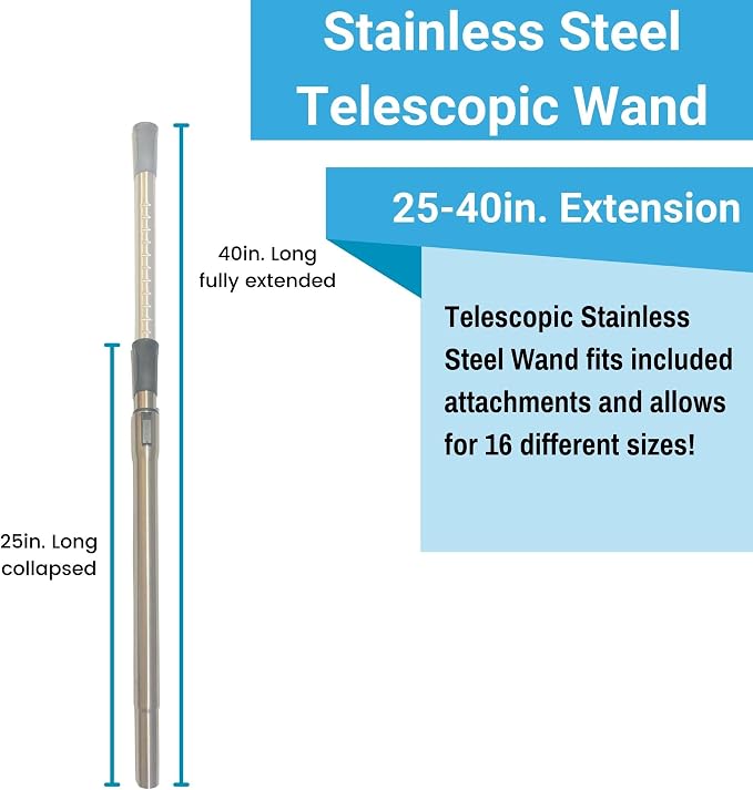 Wessel-Werk Adjustable Vacuum Extension Wand for Canister or Central Vacuum Accessories and Hoses, Fits 1-1/4 inch (32mm) Vacuum Accessories and Hoses (Button Locking)